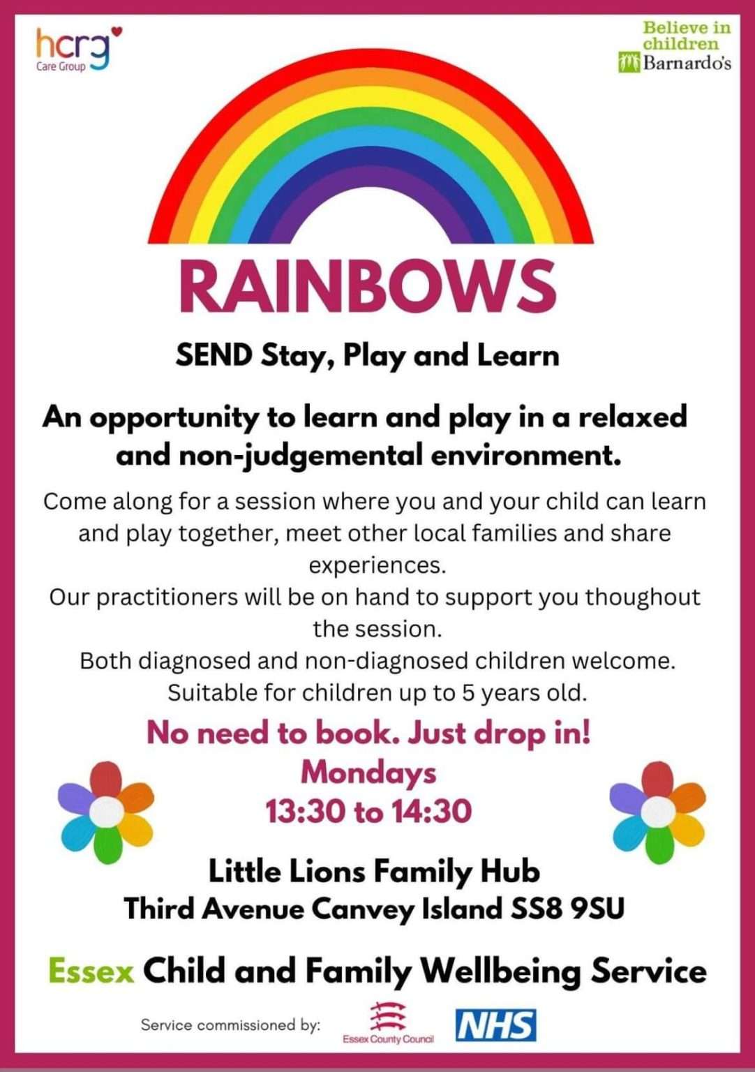 Rainbows SEND Stay, Play and Learn Visiting Canvey Island