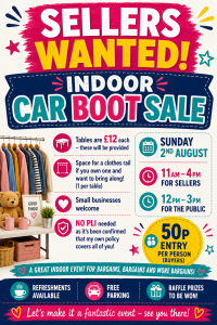 Indoor Bootsale- Stall holders wanted!! Indoor Bootsale- Stall holders wanted!!